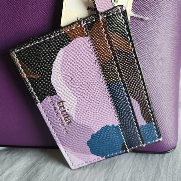 Trina Turk Purple Tote, Detachable strap, Dual handle, goldtone hardware, NWT. - Picture 7 of 11